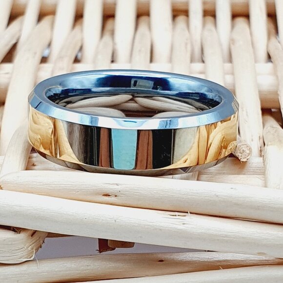 "Gold Center Silver Tungsten Wedding Ring, GALTUN167 - Picture 3 of 4